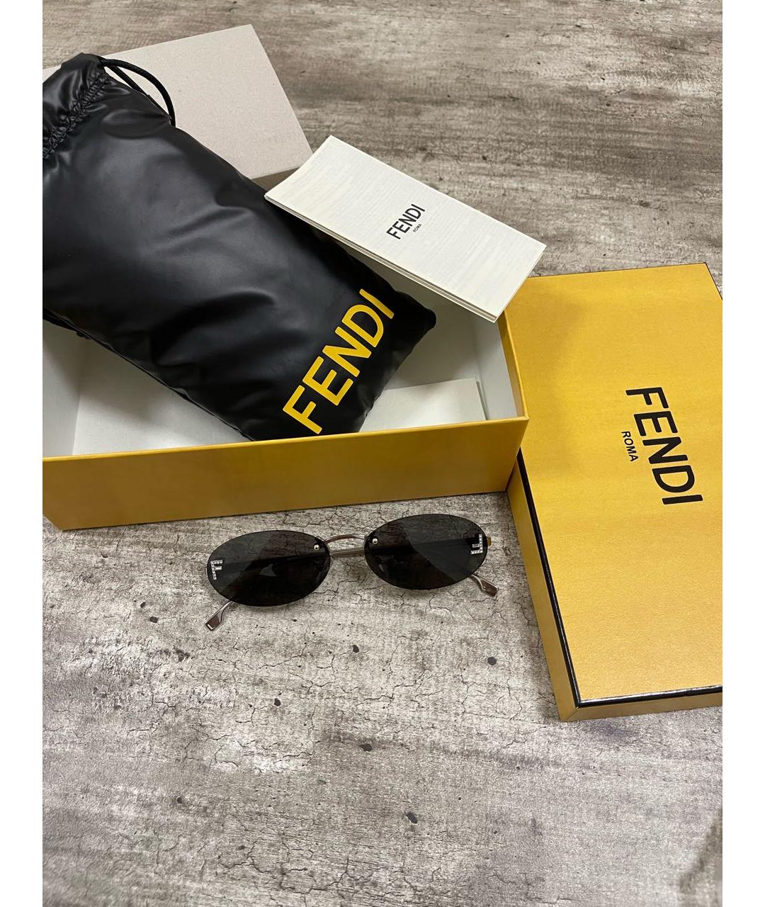 FENDI Голубые металлические солнцезащитные очки, фото 3