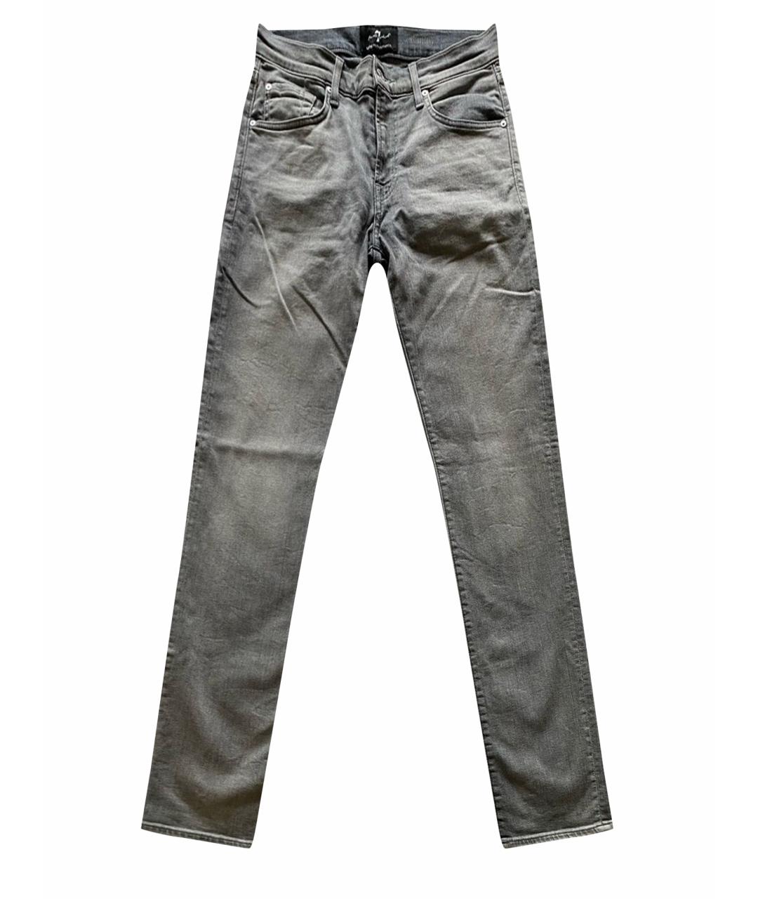 7 FOR ALL MANKIND Серые хлопко-эластановые джинсы скинни, фото 1