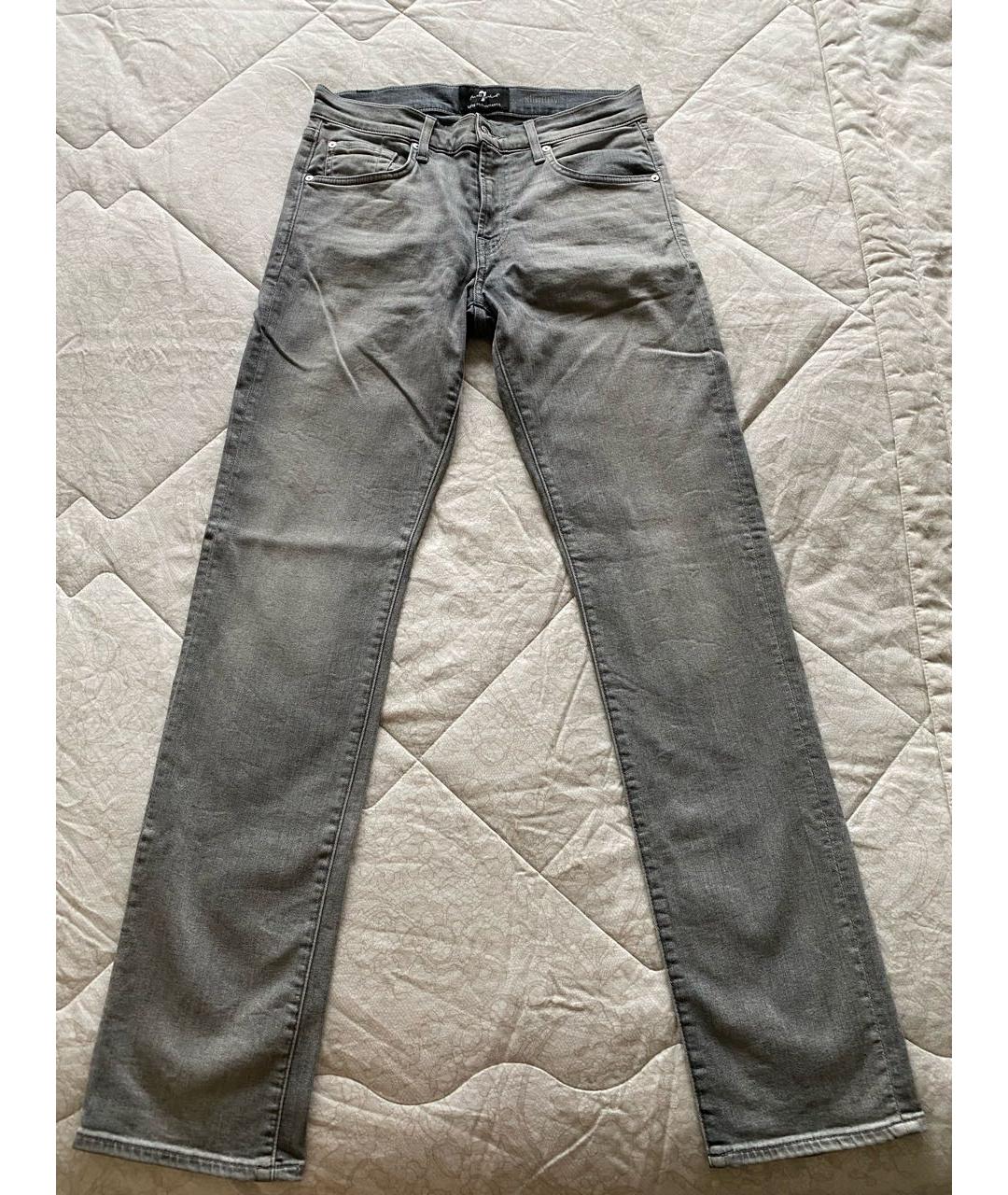 7 FOR ALL MANKIND Серые хлопко-эластановые джинсы скинни, фото 7