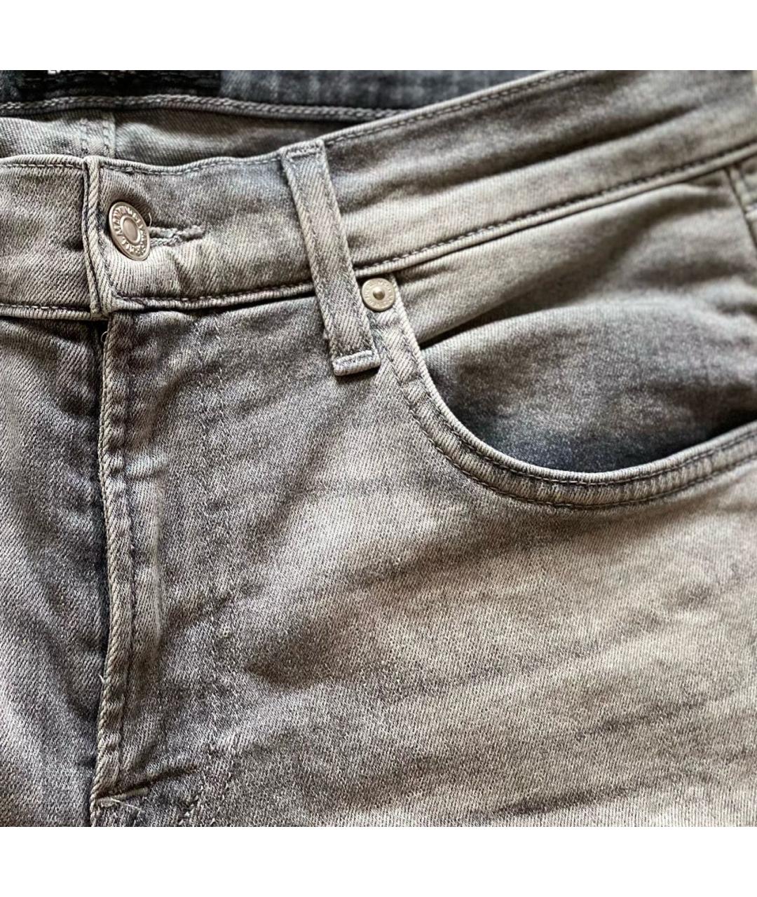 7 FOR ALL MANKIND Серые хлопко-эластановые джинсы скинни, фото 4