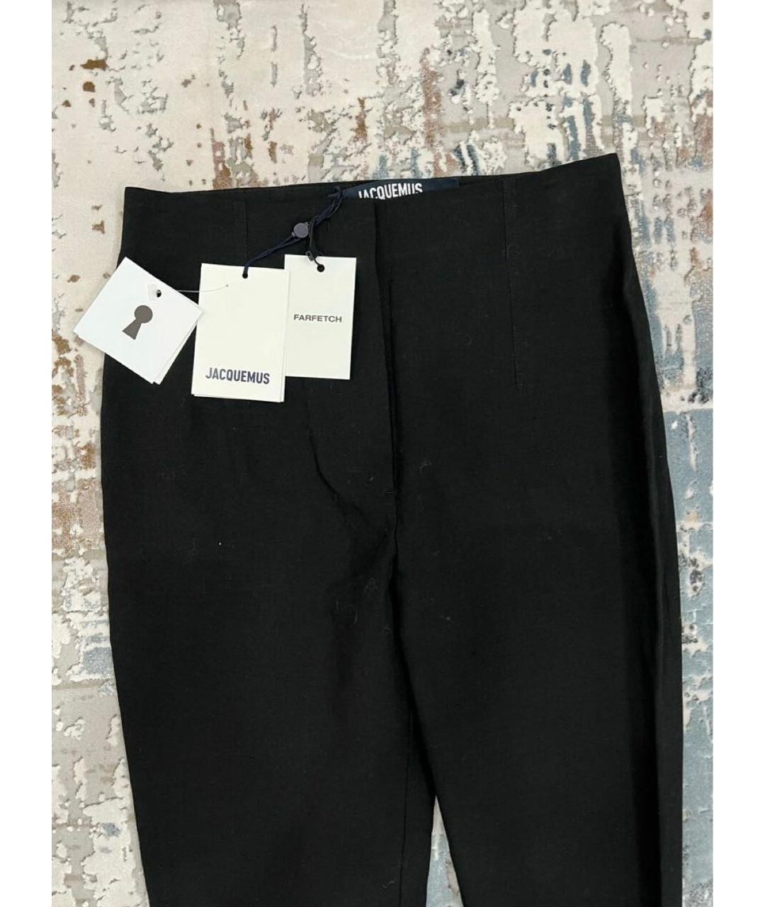 JACQUEMUS Черные вискозные брюки широкие, фото 4