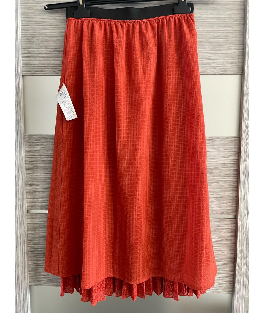 MAJE Оранжевая полиэстеровая юбка миди, фото 4