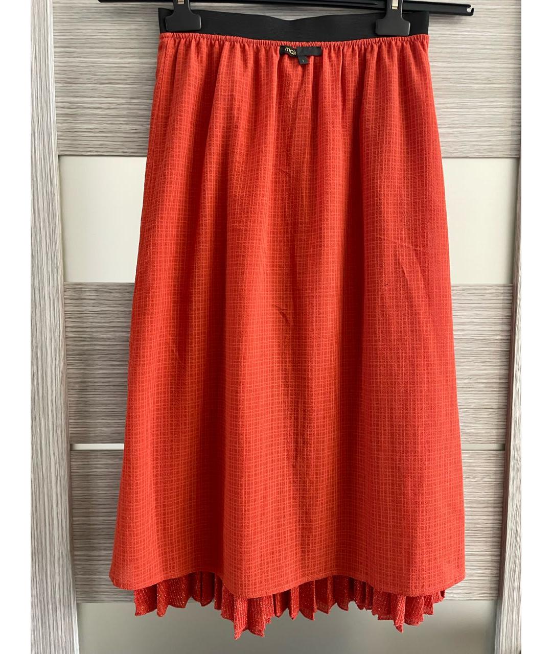 MAJE Оранжевая полиэстеровая юбка миди, фото 3