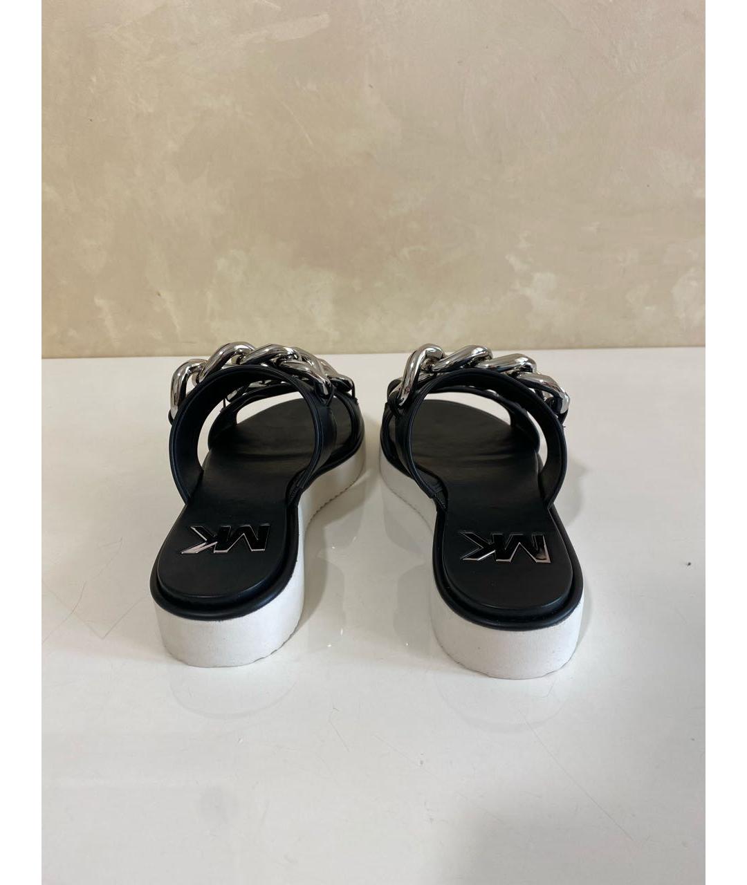 MICHAEL MICHAEL KORS Черные кожаные сандалии, фото 4