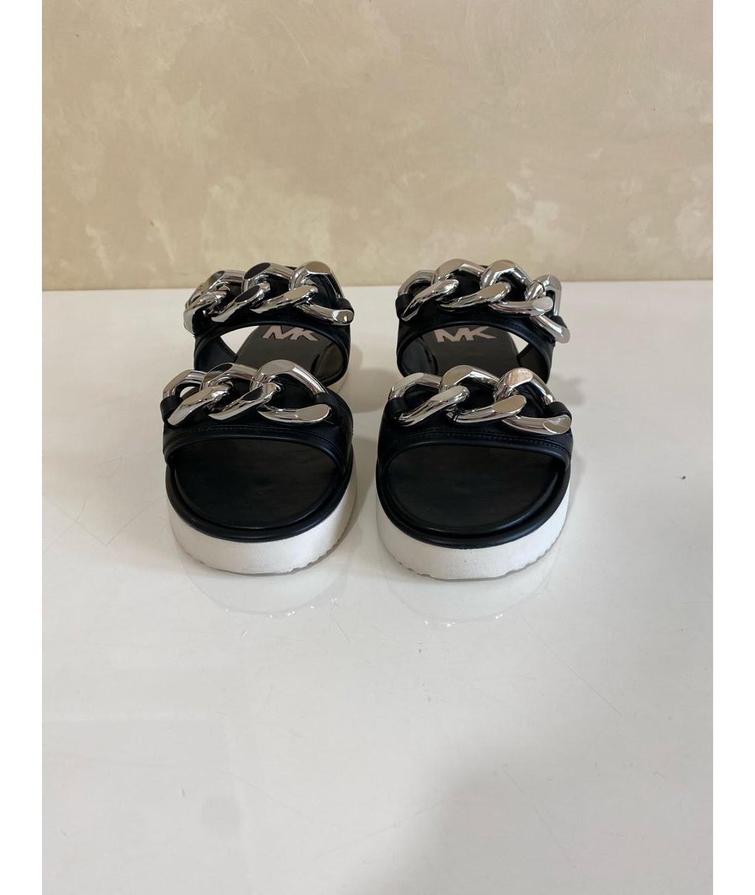 MICHAEL MICHAEL KORS Черные кожаные сандалии, фото 2