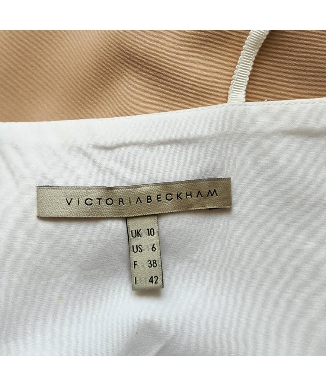 VICTORIA BECKHAM Бежевое хлопковое повседневное платье, фото 3