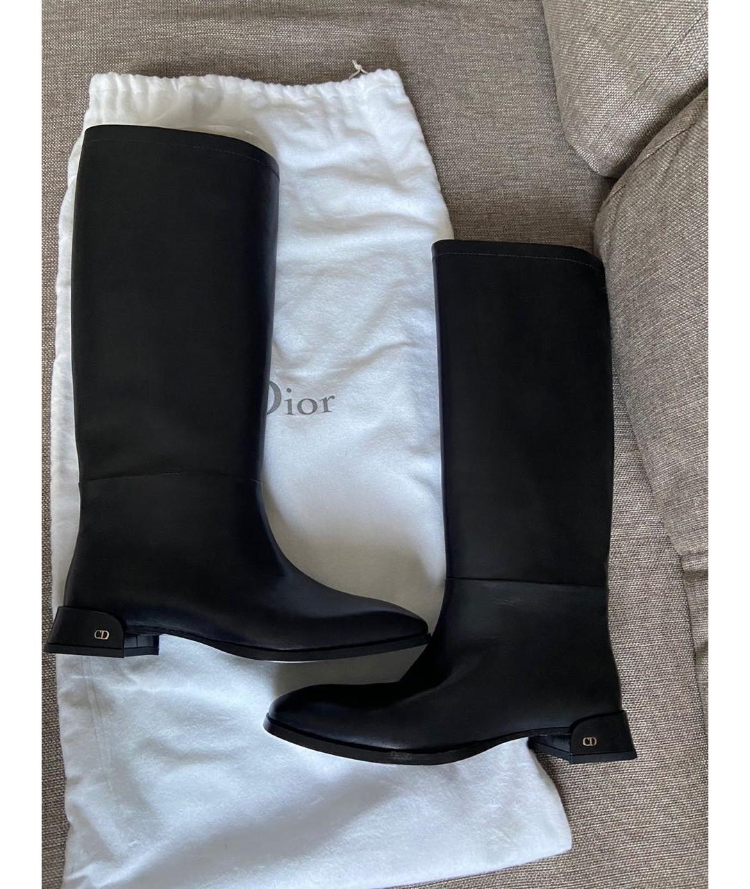 CHRISTIAN DIOR Черные кожаные сапоги, фото 5