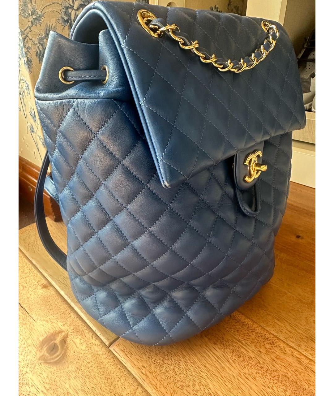 CHANEL PRE-OWNED Синий кожаный рюкзак, фото 2