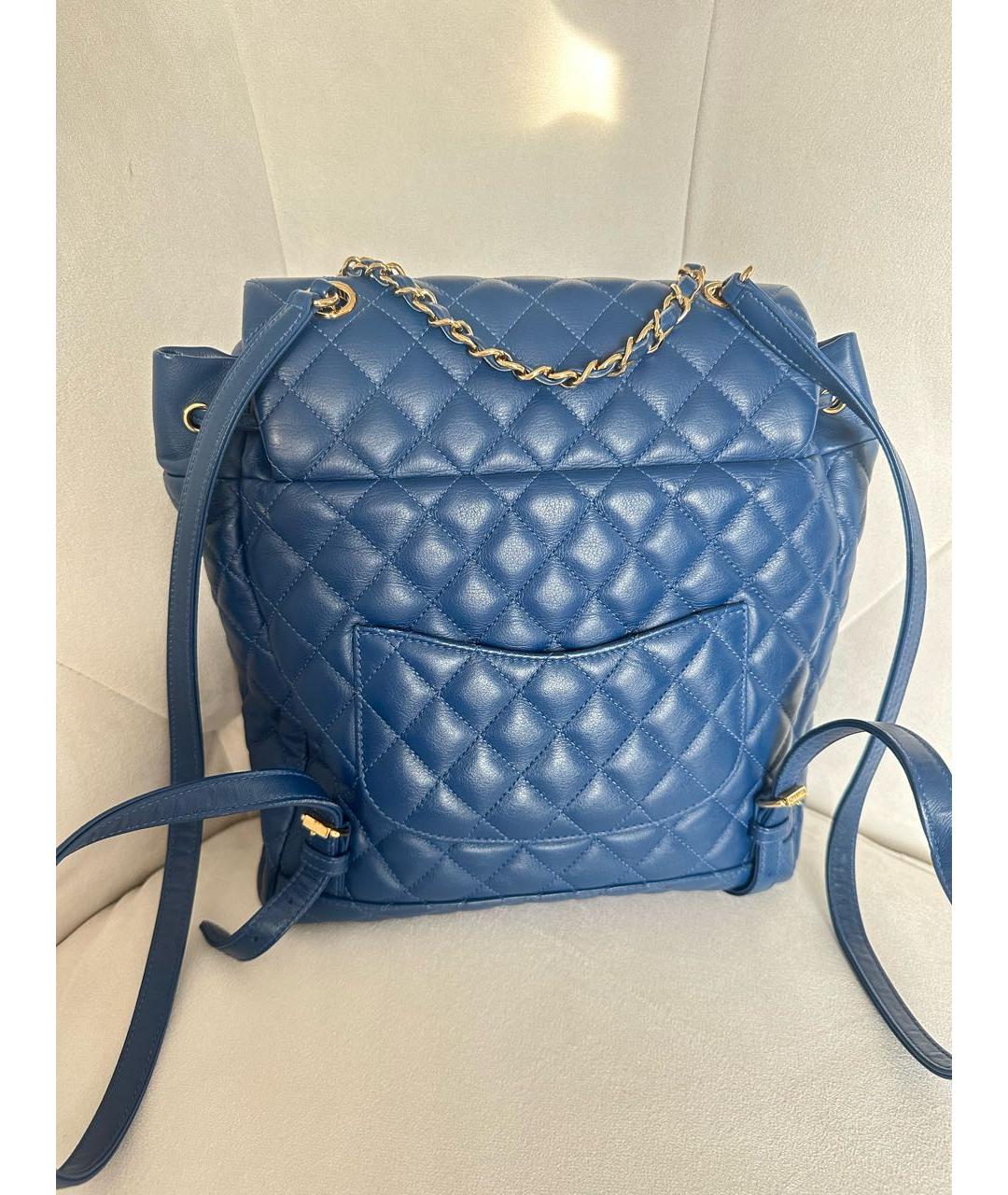 CHANEL PRE-OWNED Синий кожаный рюкзак, фото 3