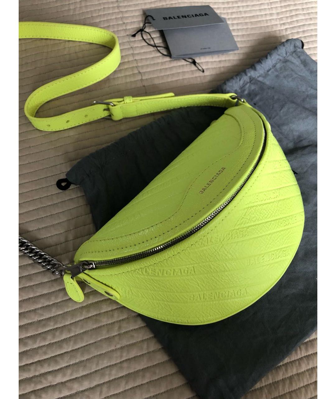 BALENCIAGA Зеленая кожаная поясная сумка, фото 4