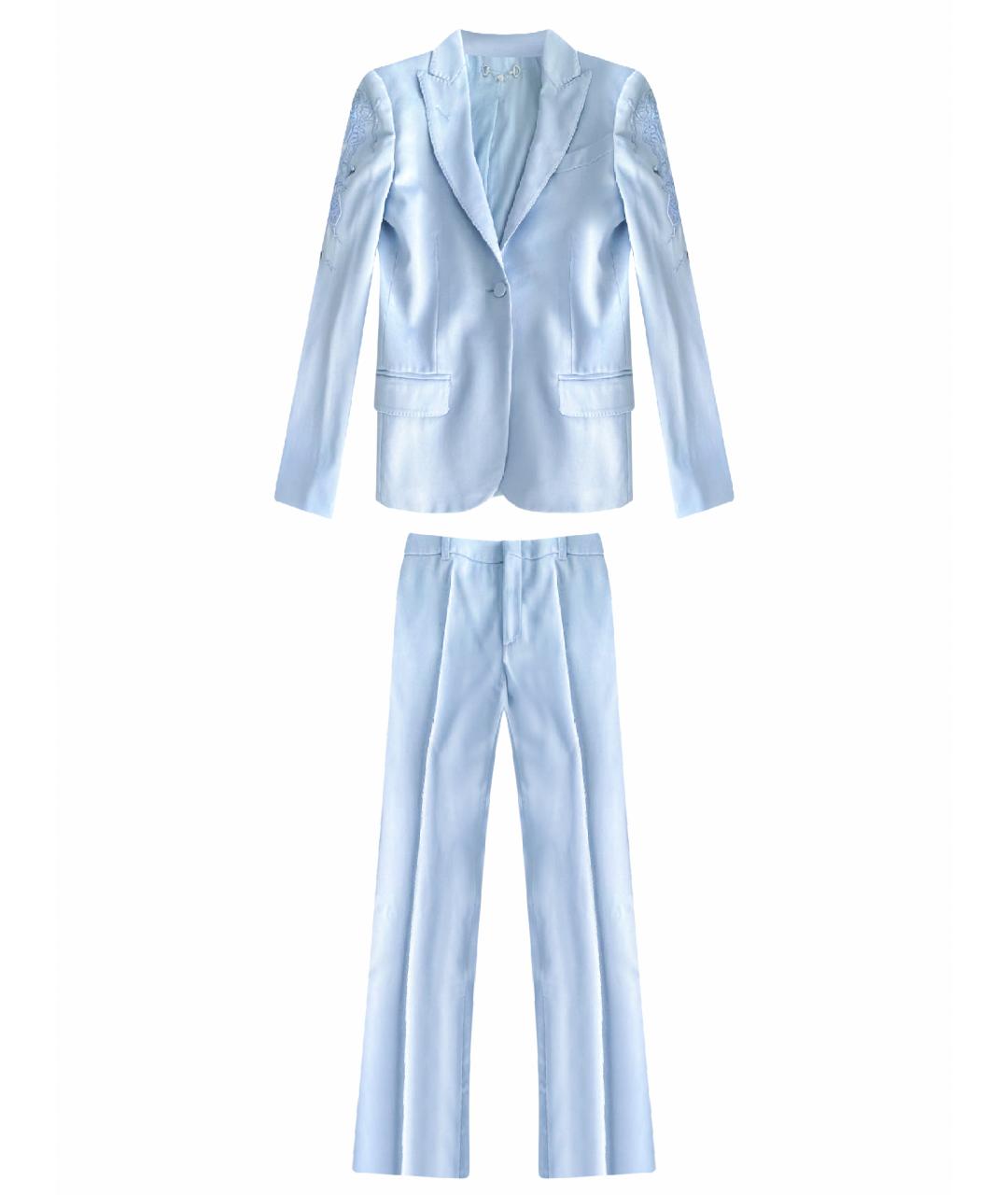 GUCCI Голубой шерстяной костюм с брюками, фото 1
