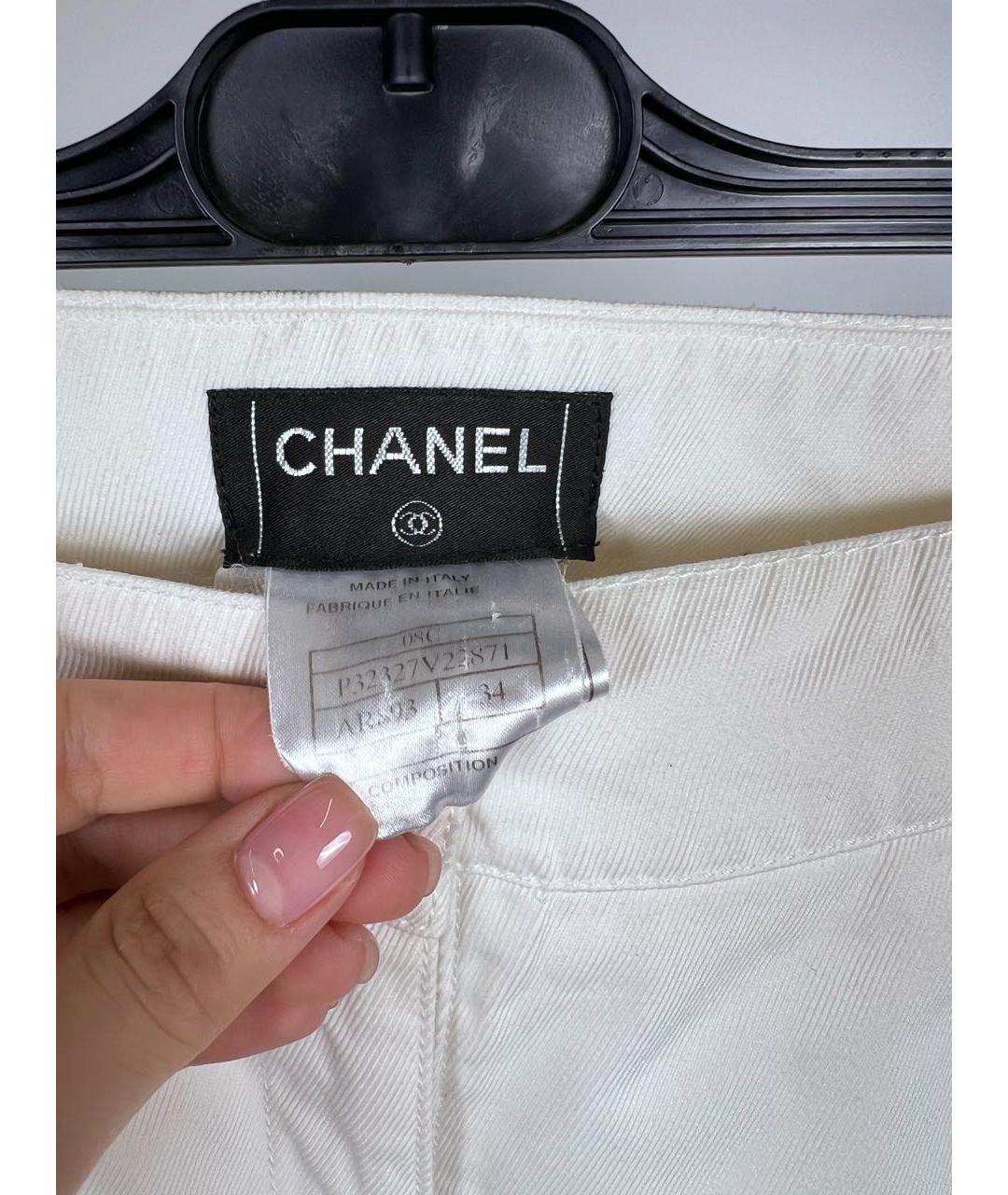 CHANEL PRE-OWNED Белые брюки широкие, фото 4