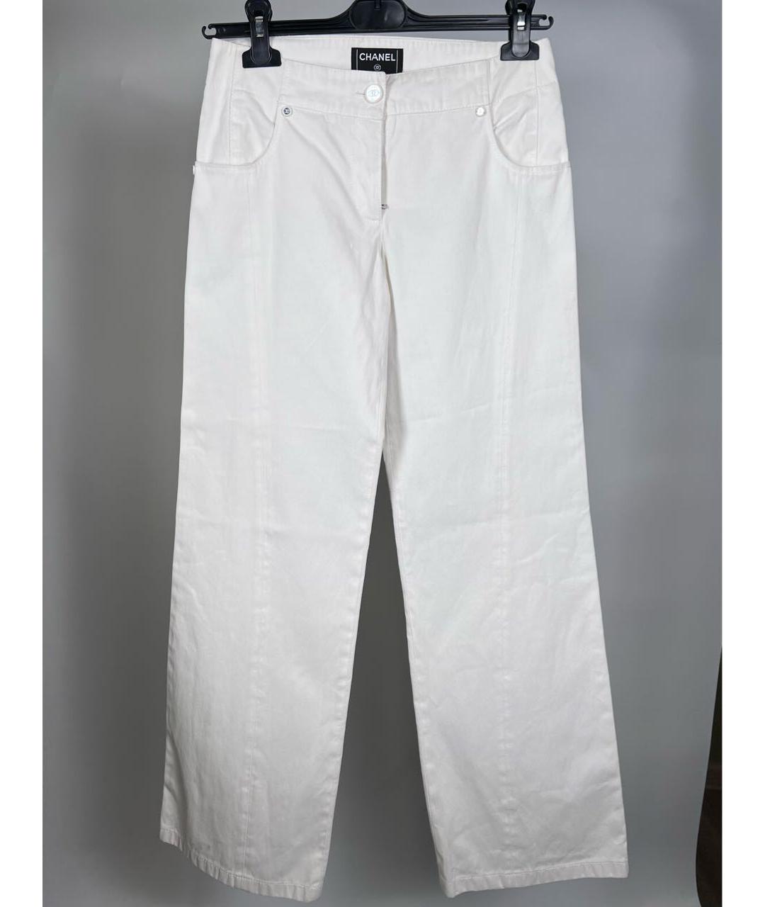 CHANEL PRE-OWNED Белые брюки широкие, фото 5