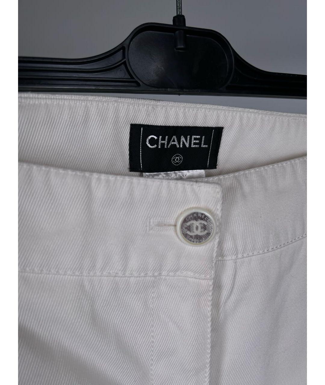 CHANEL PRE-OWNED Белые брюки широкие, фото 3