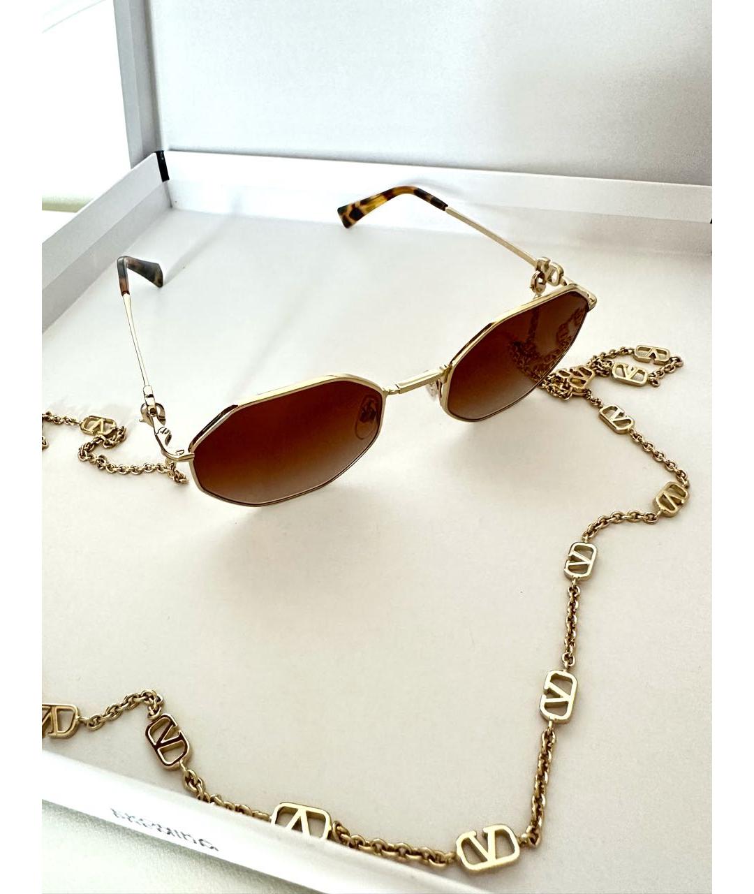 VALENTINO Коричневые металлические солнцезащитные очки, фото 4