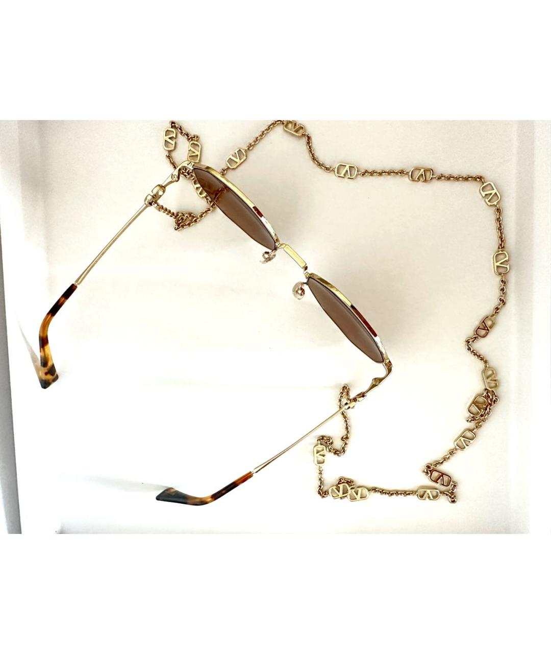 VALENTINO Коричневые металлические солнцезащитные очки, фото 2