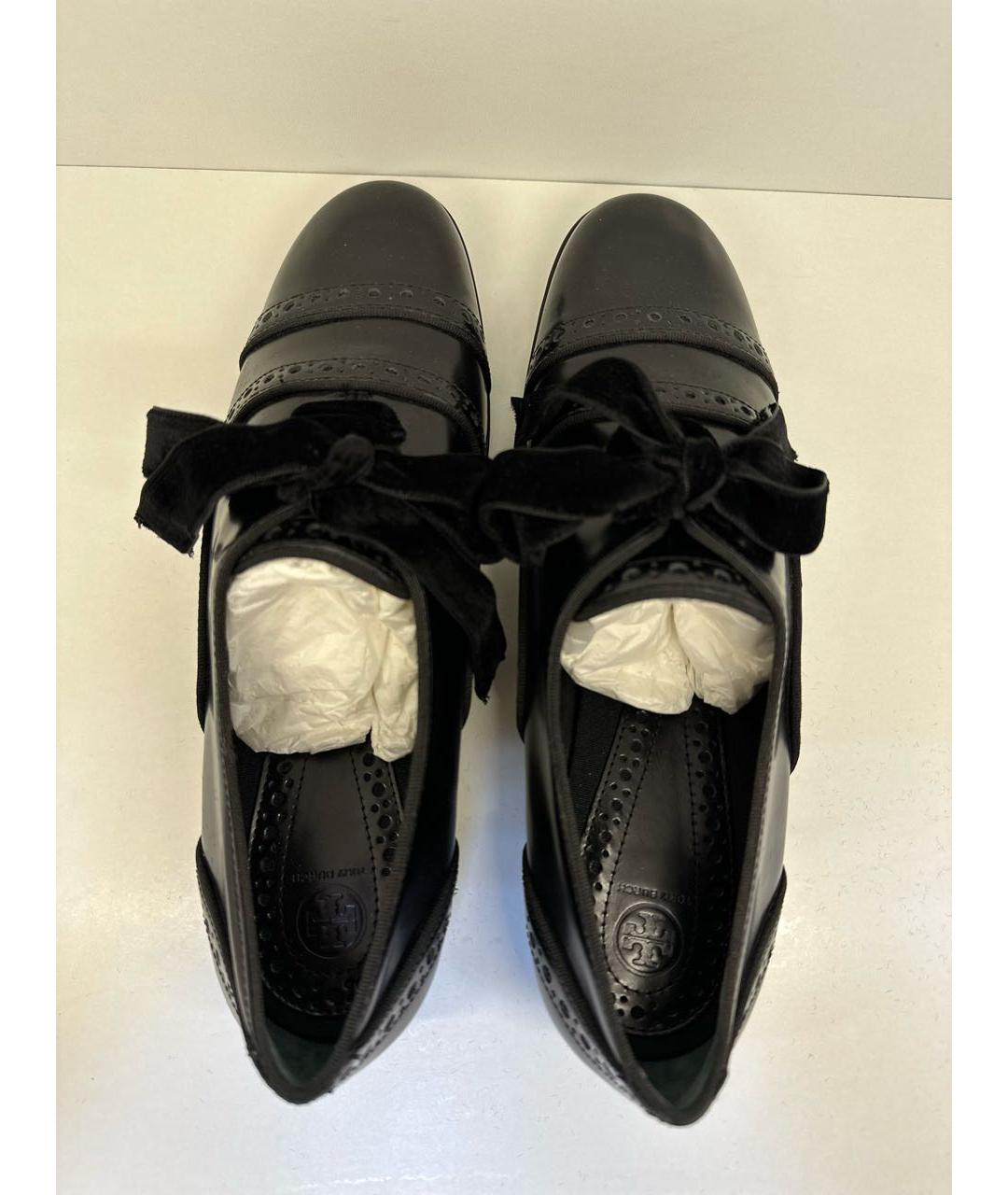 TORY BURCH Черные кожаные брогги и оксфорды, фото 3