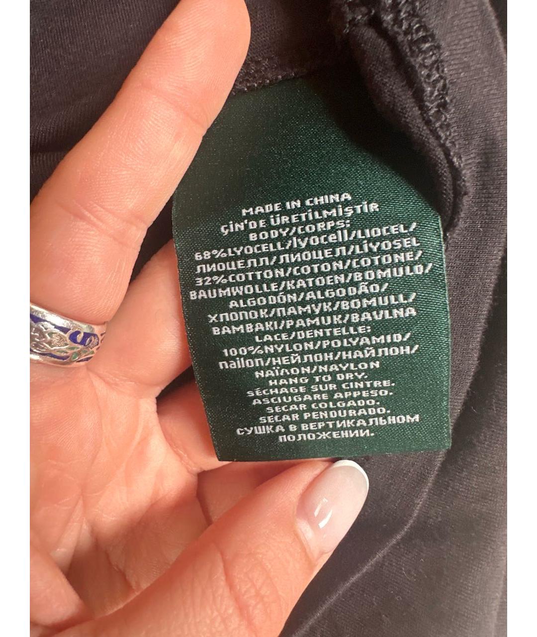 RALPH LAUREN Черная хлопковая футболка, фото 4