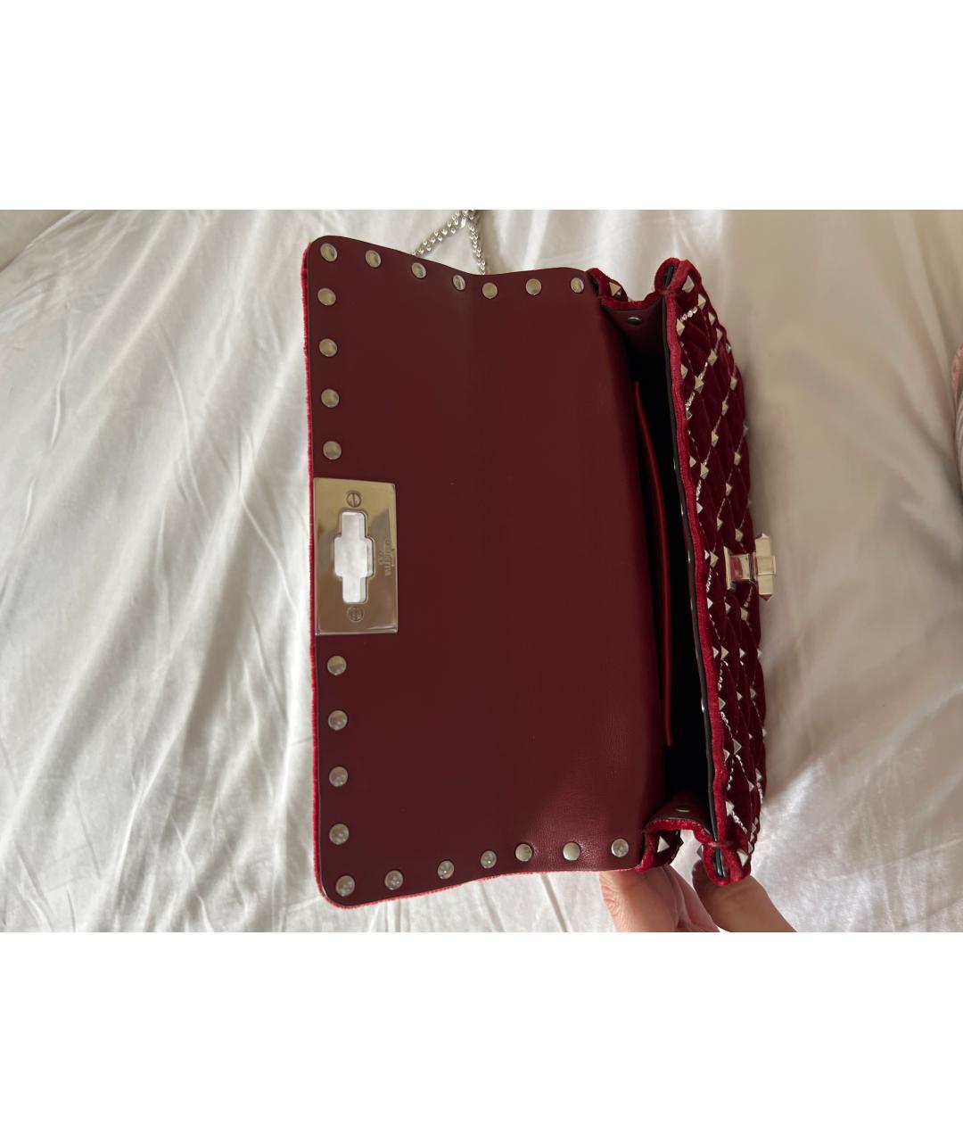 VALENTINO Бордовая бархатная сумка через плечо, фото 4