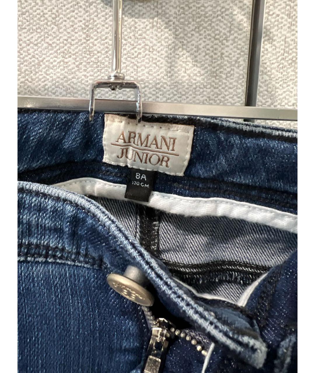 ARMANI JUNIOR Синие хлопковые детские джинсы, фото 3