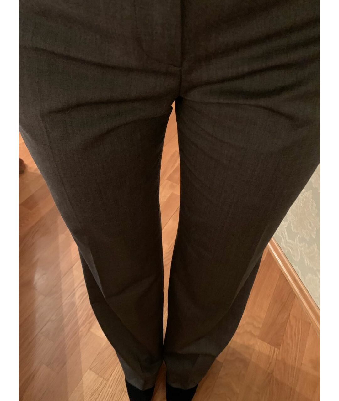 CELINE PRE-OWNED Антрацитовые шелковые прямые брюки, фото 3