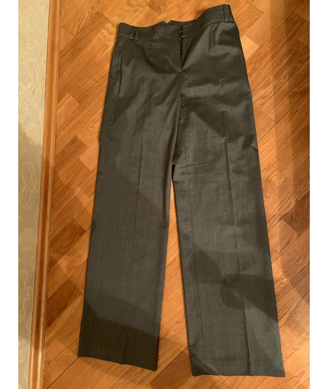 CELINE PRE-OWNED Антрацитовые шелковые прямые брюки, фото 4