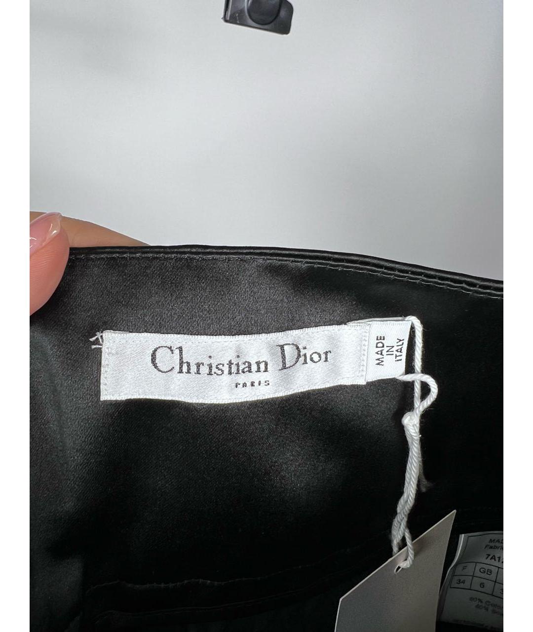 CHRISTIAN DIOR Черные хлопковые прямые брюки, фото 3