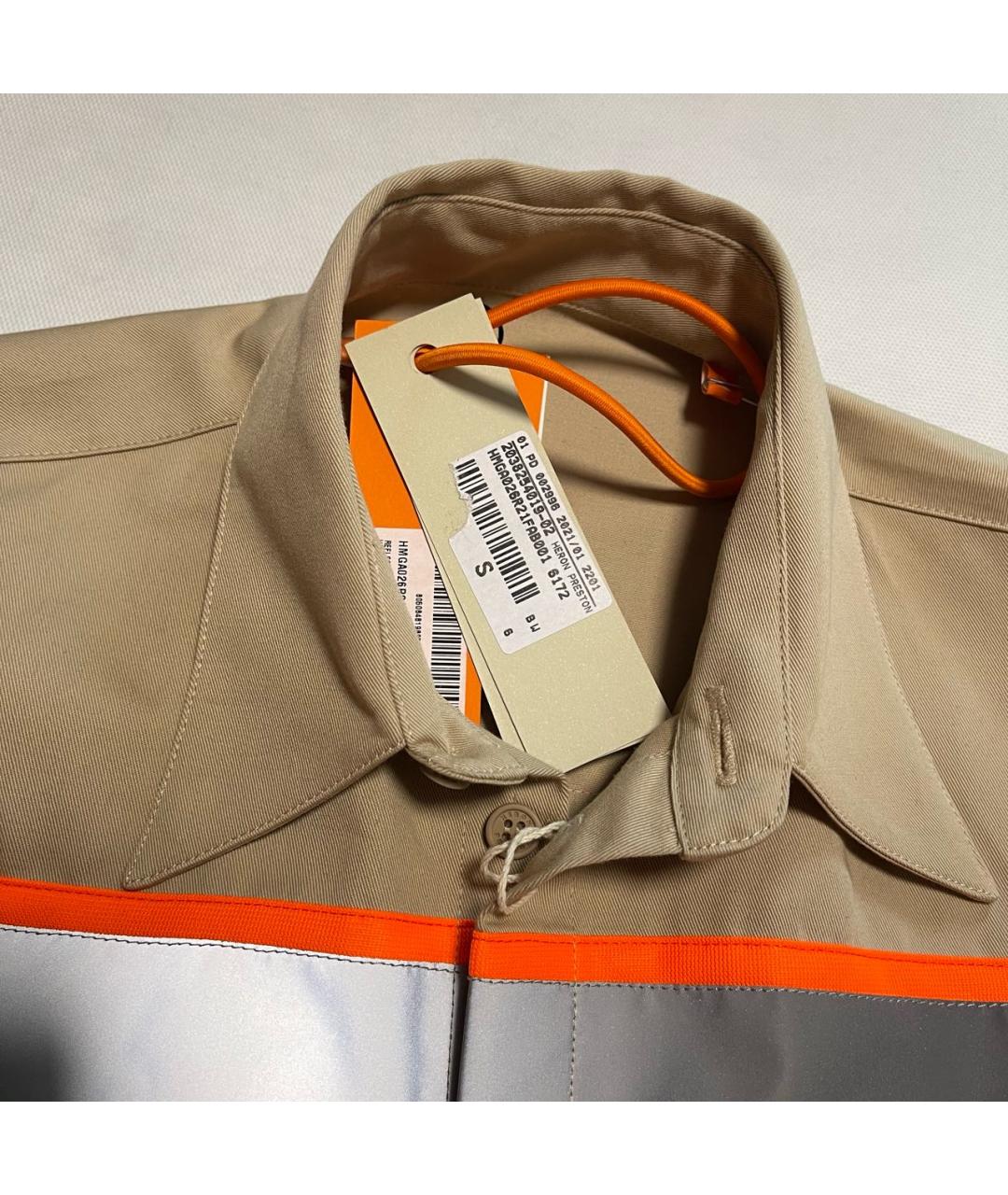 HERON PRESTON Бежевая хлопковая кэжуал рубашка, фото 3