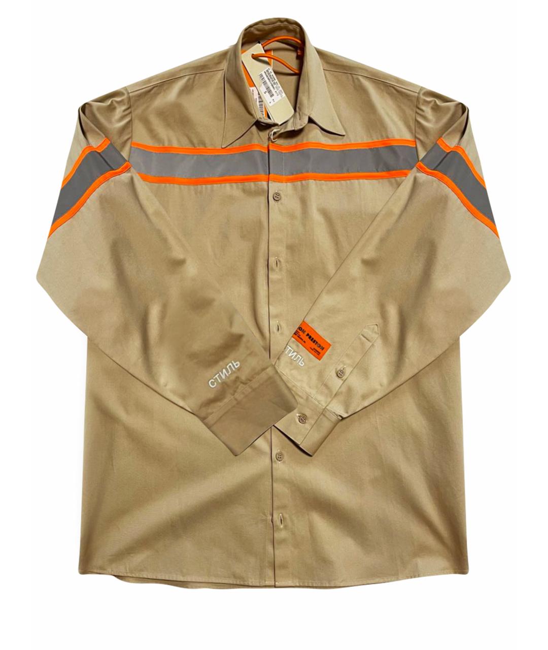 HERON PRESTON Бежевая хлопковая кэжуал рубашка, фото 1