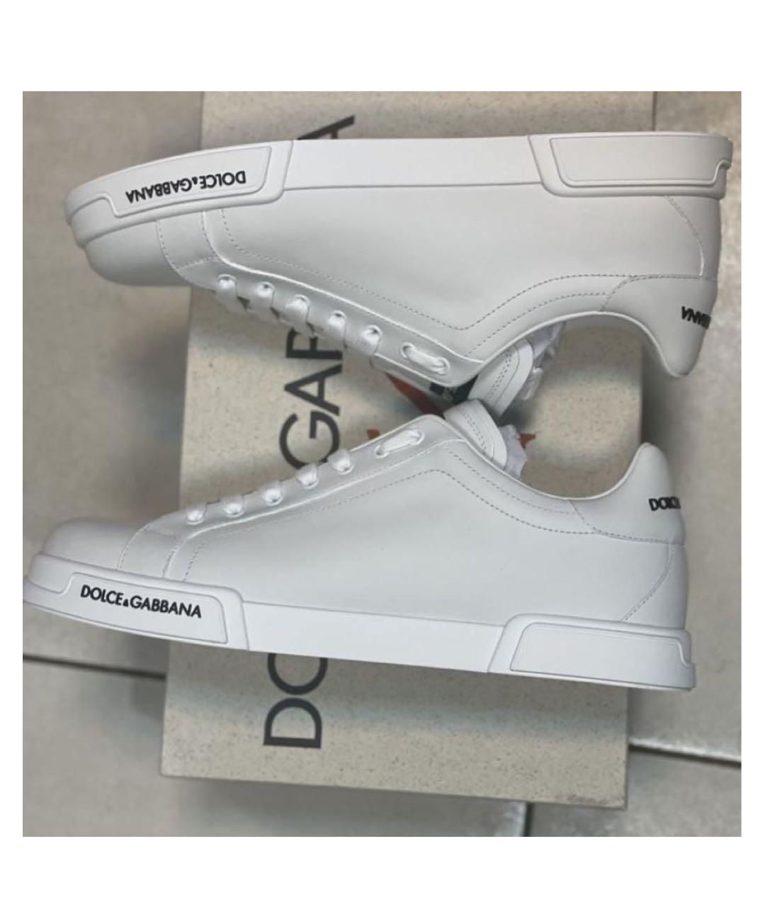 DOLCE&GABBANA Белые кожаные низкие кроссовки / кеды, фото 7