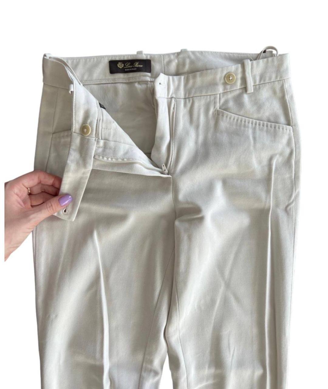 LORO PIANA Белые прямые брюки, фото 4