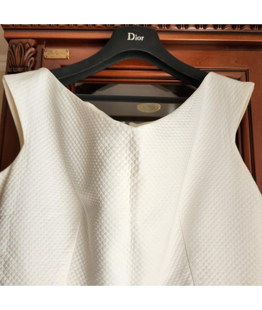 CHRISTIAN DIOR Белое хлопковое коктейльное платье, фото 4