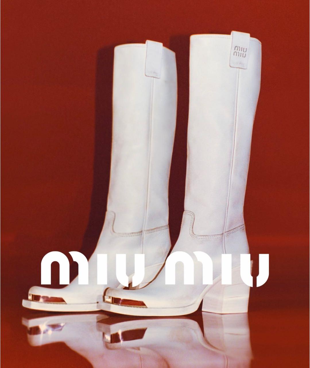 MIU MIU Белые кожаные сапоги, фото 5