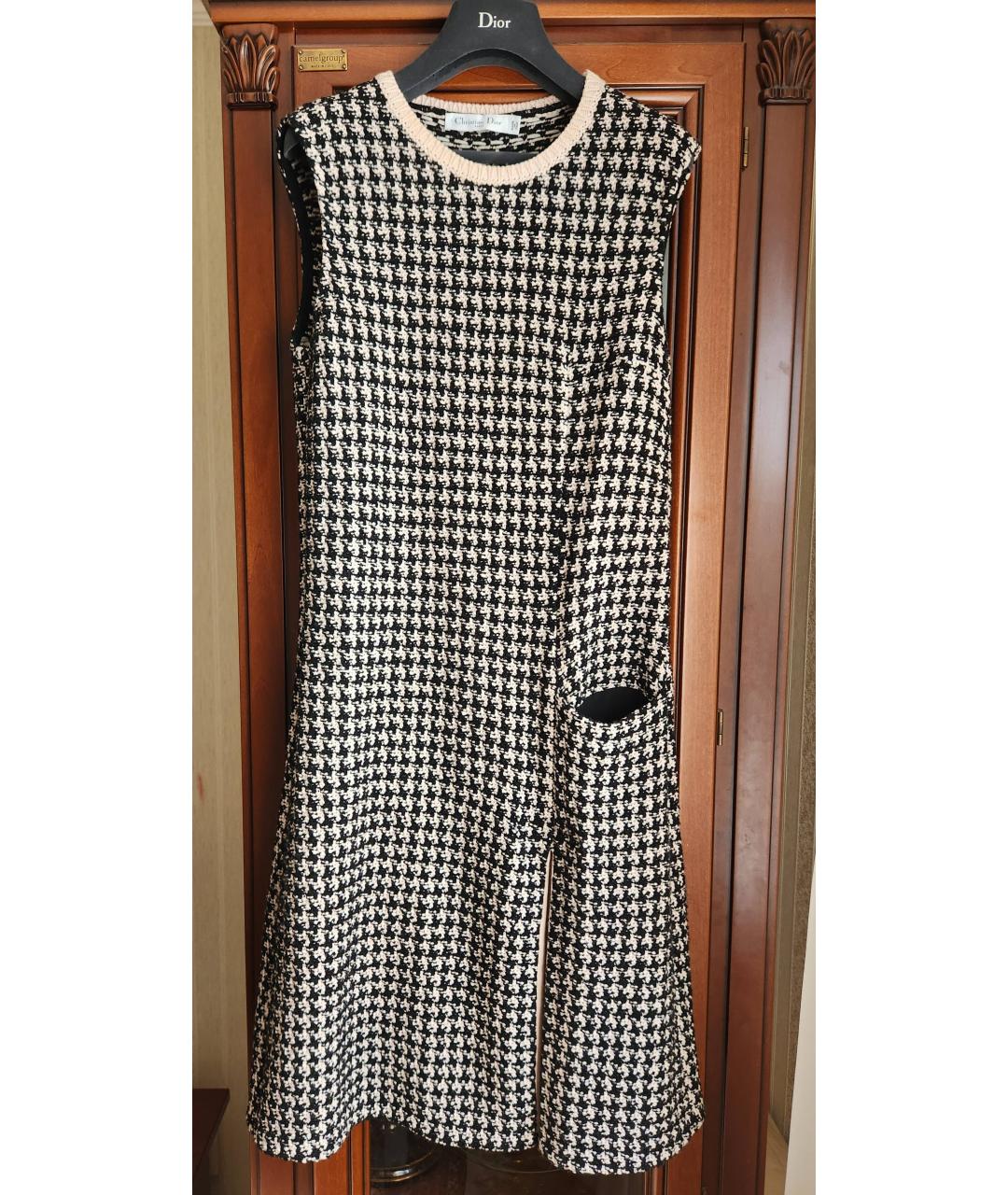 CHRISTIAN DIOR Черное шерстяное повседневное платье, фото 3