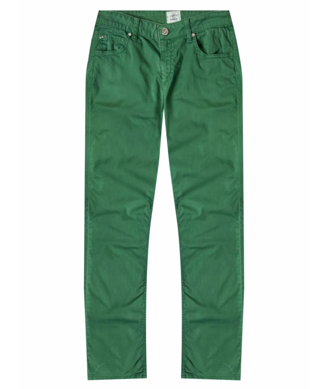 CERRUTI 1881 Зеленые хлопко-эластановые прямые джинсы, фото 1