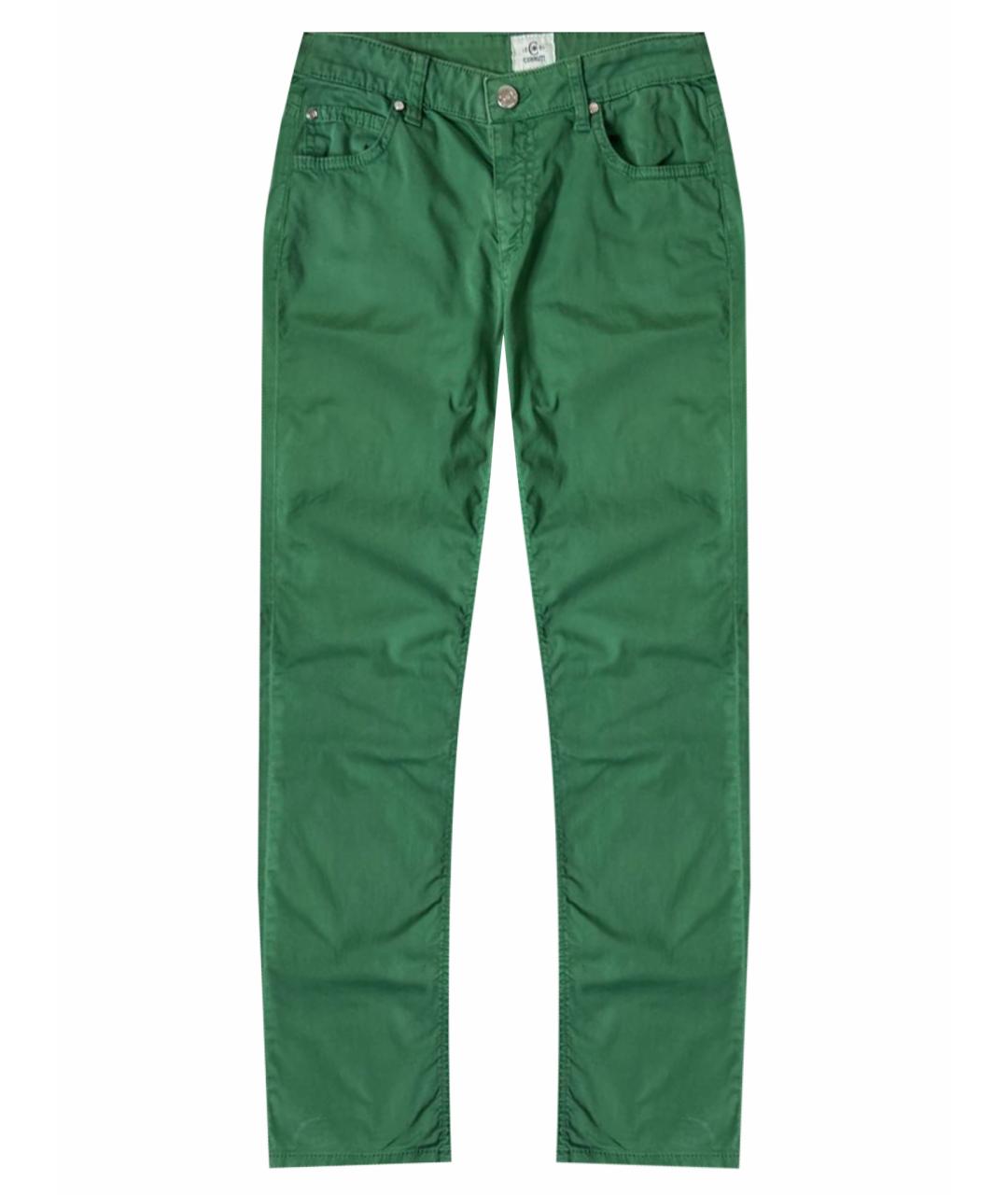 CERRUTI 1881 Зеленые хлопко-эластановые прямые джинсы, фото 7
