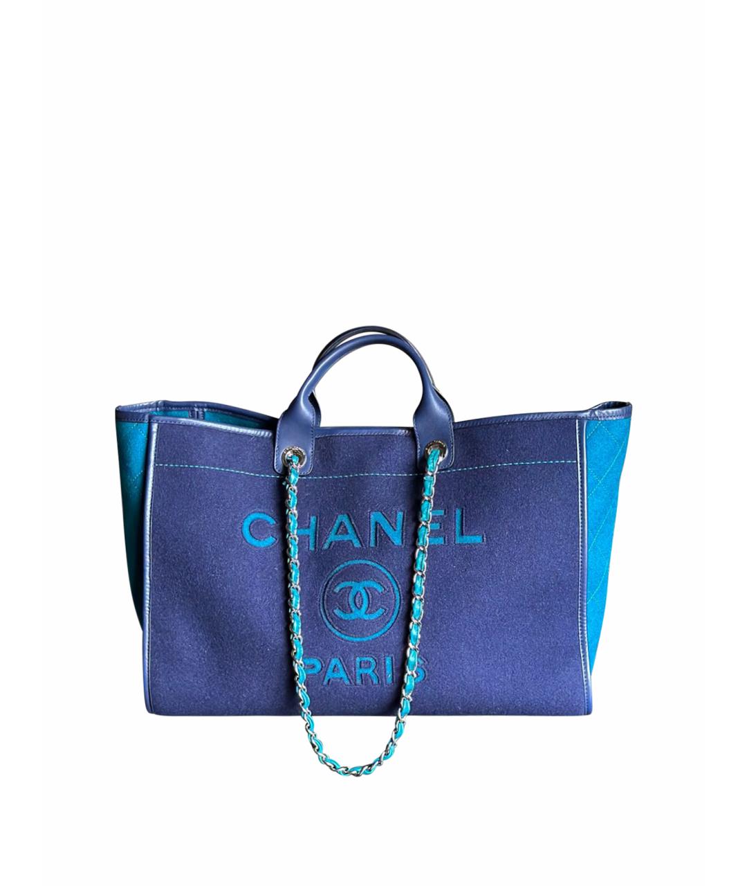 CHANEL PRE-OWNED Синяя шерстяная сумка тоут, фото 1