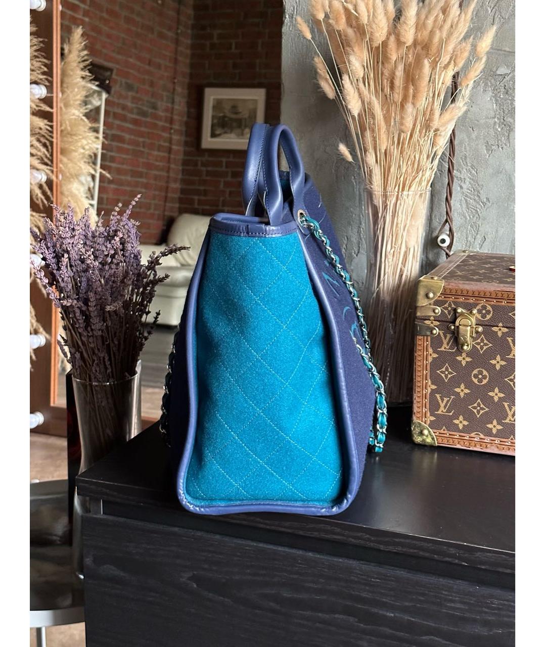 CHANEL PRE-OWNED Синяя шерстяная сумка тоут, фото 2