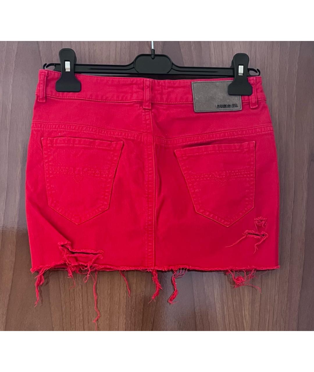 DIESEL Красная хлопковая юбка мини, фото 2