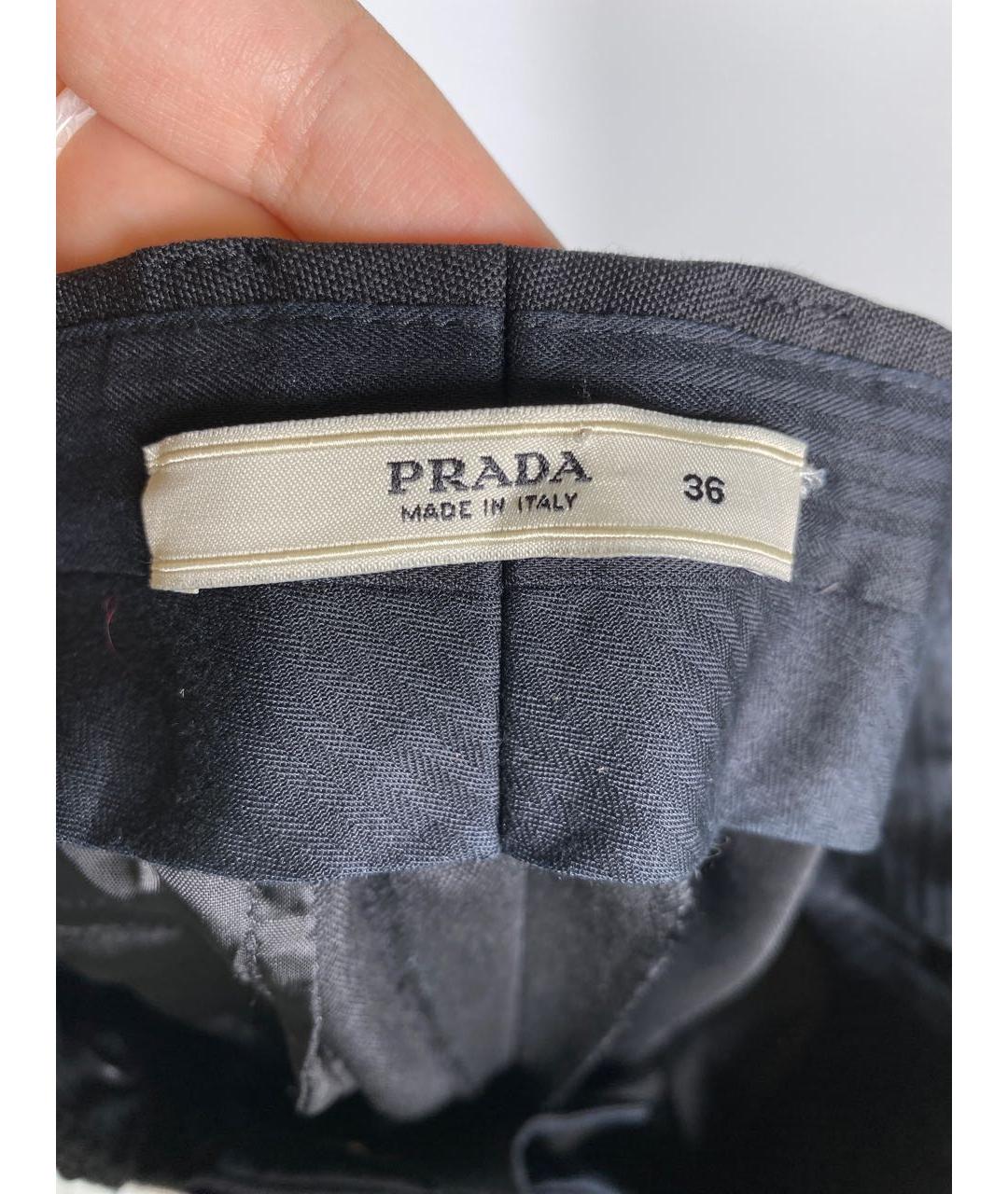 PRADA Черные шерстяные брюки узкие, фото 3