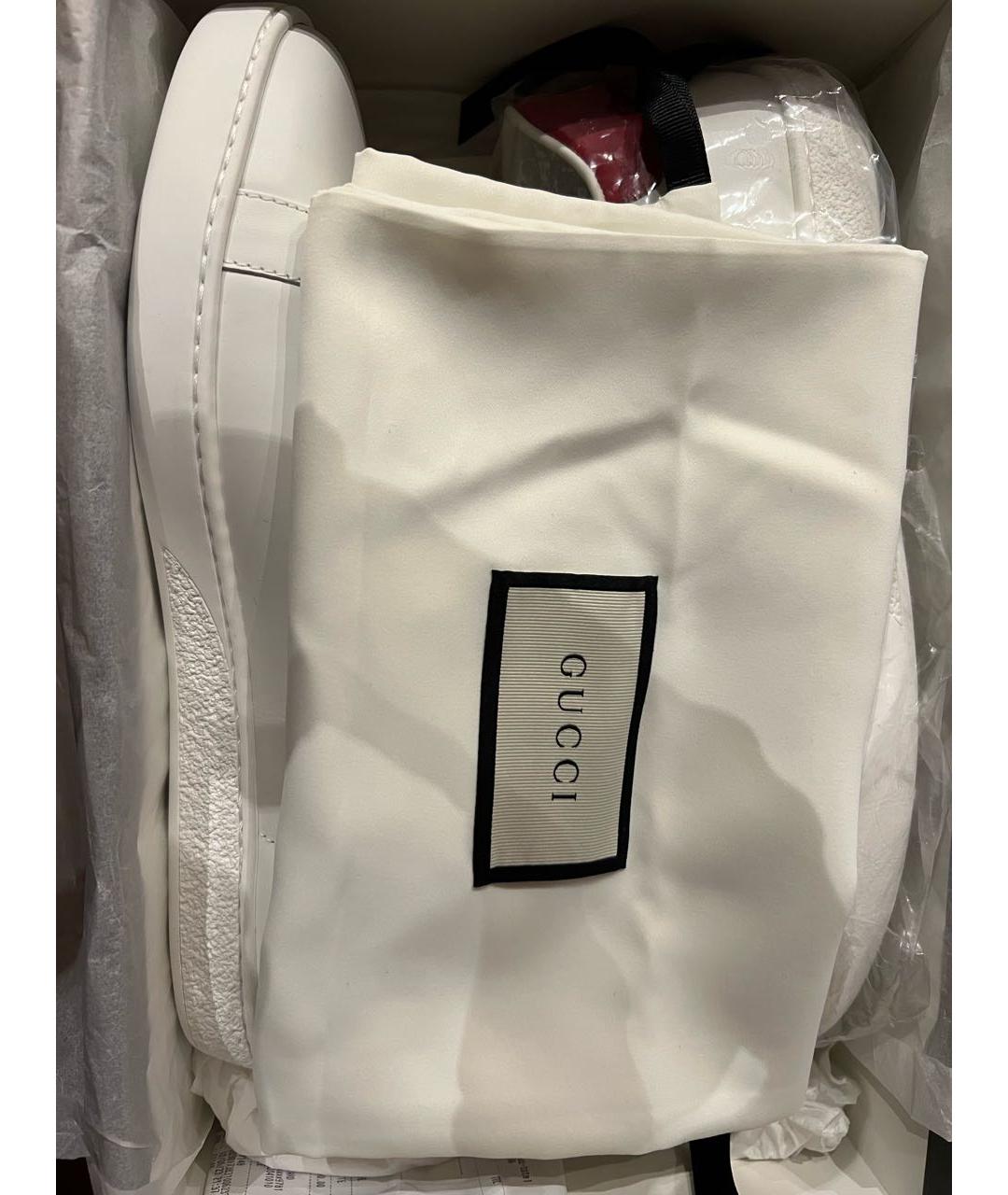 GUCCI Белые кожаные кроссовки, фото 8