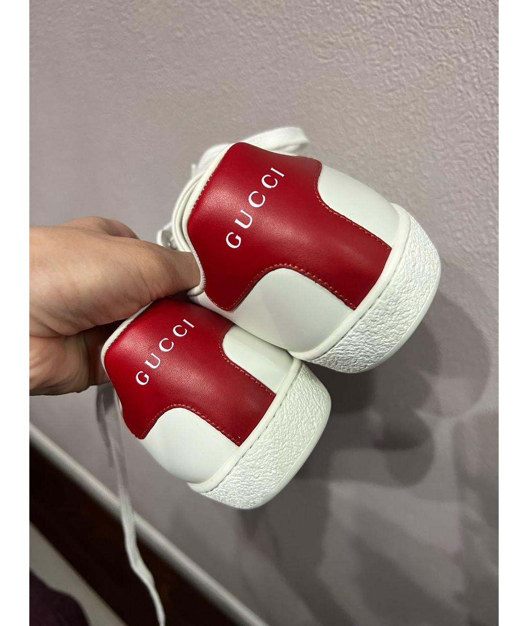 GUCCI Белые кожаные кроссовки, фото 5