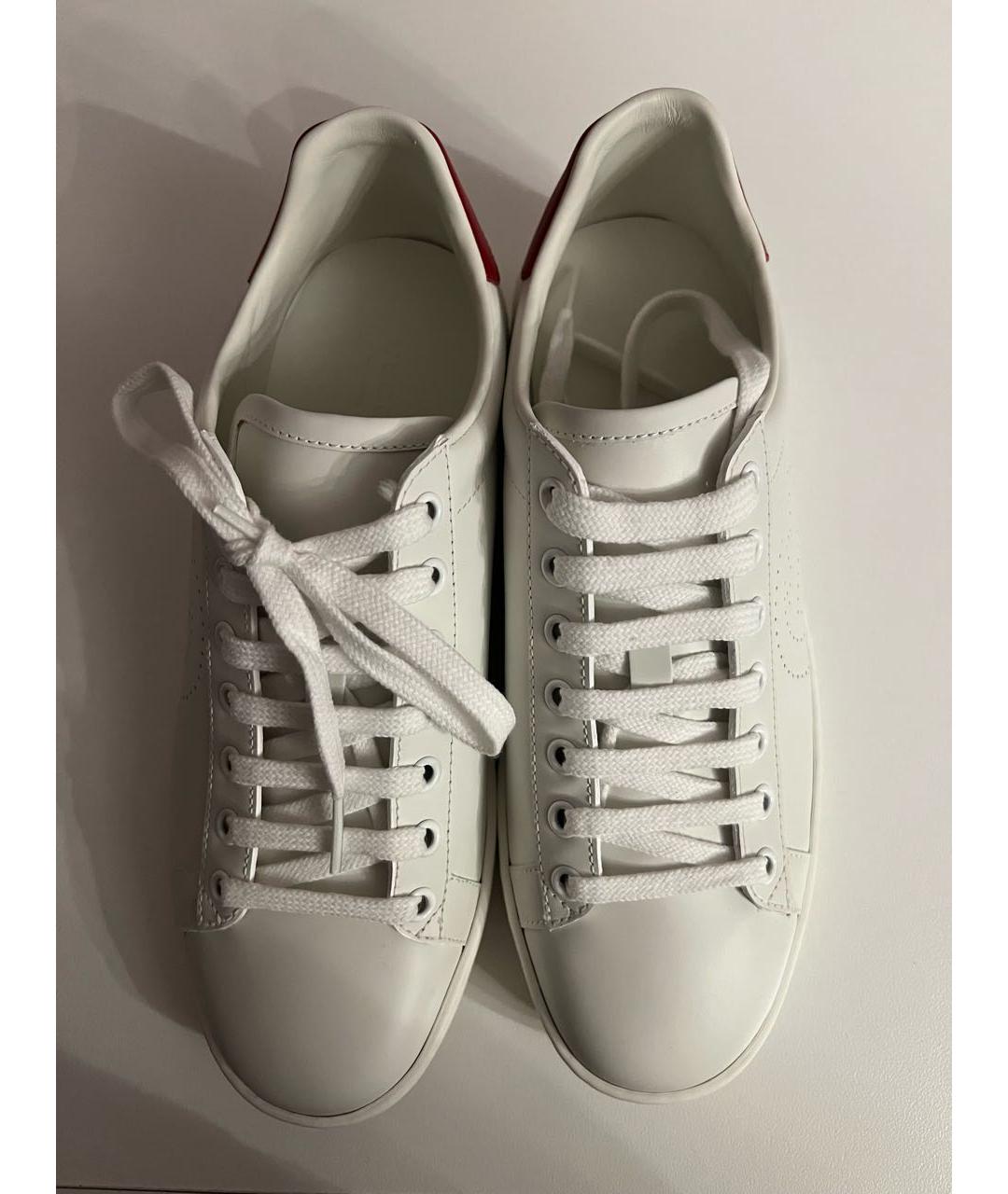 GUCCI Белые кожаные кроссовки, фото 2