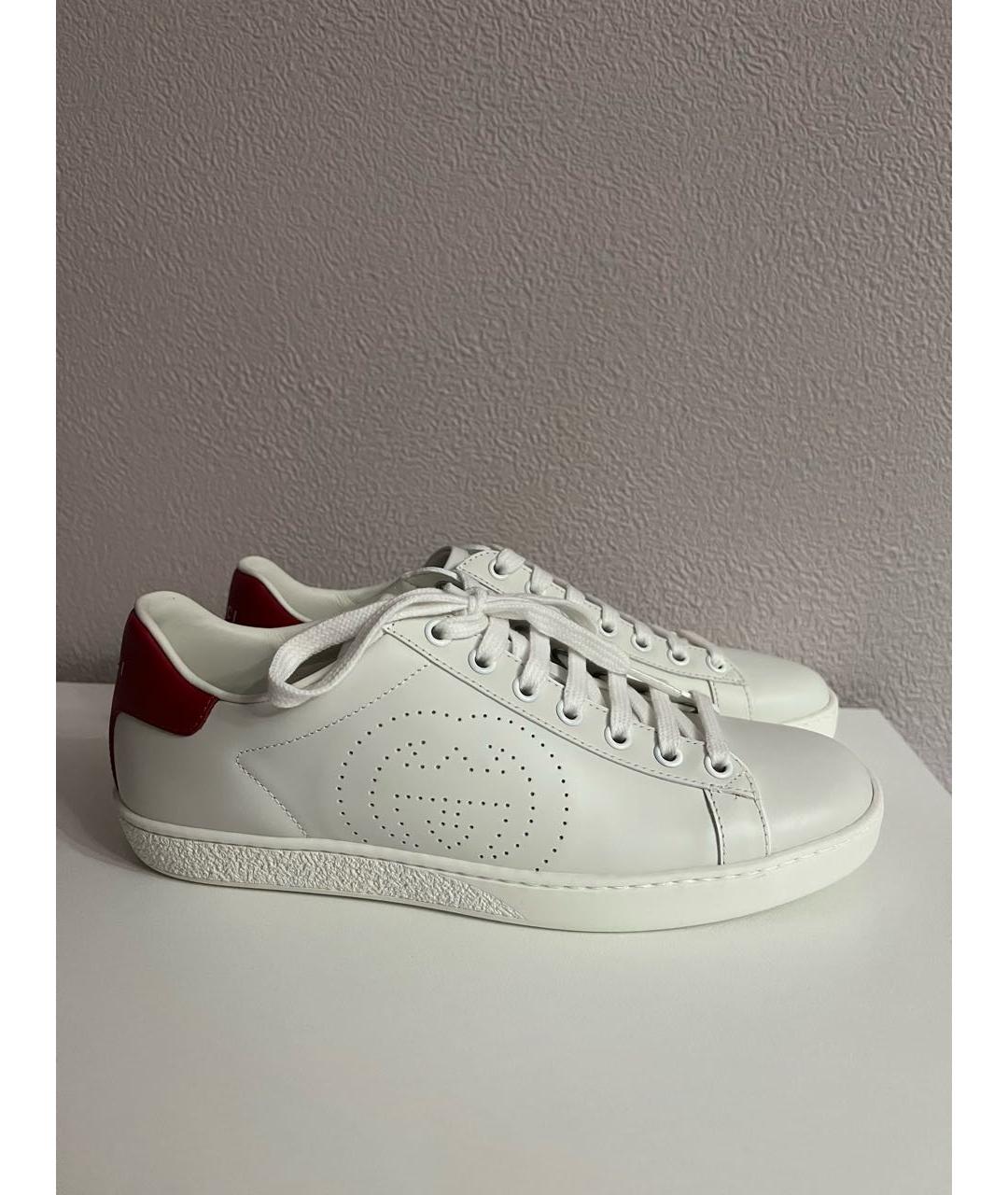 GUCCI Белые кожаные кроссовки, фото 9