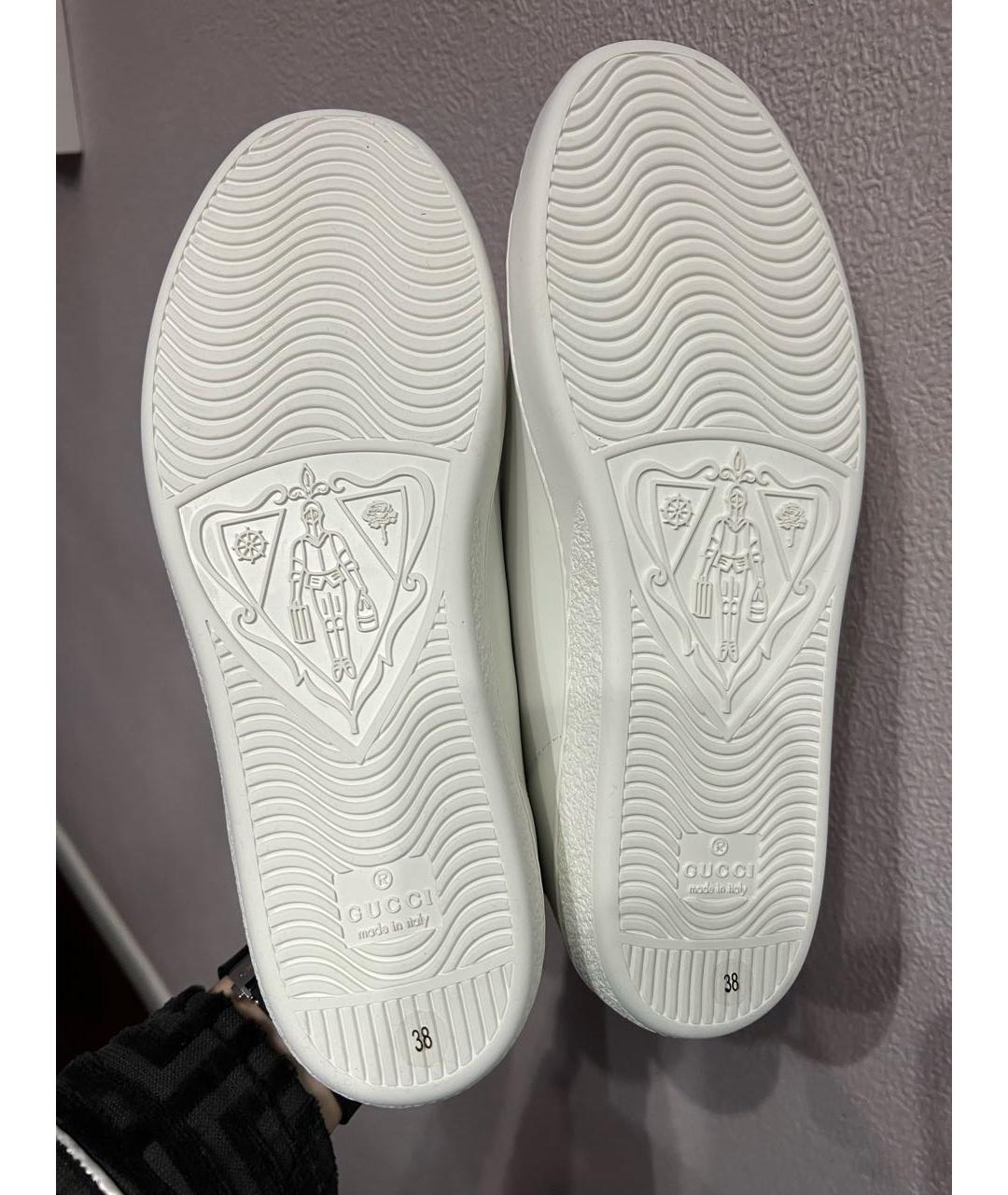 GUCCI Белые кожаные кроссовки, фото 7