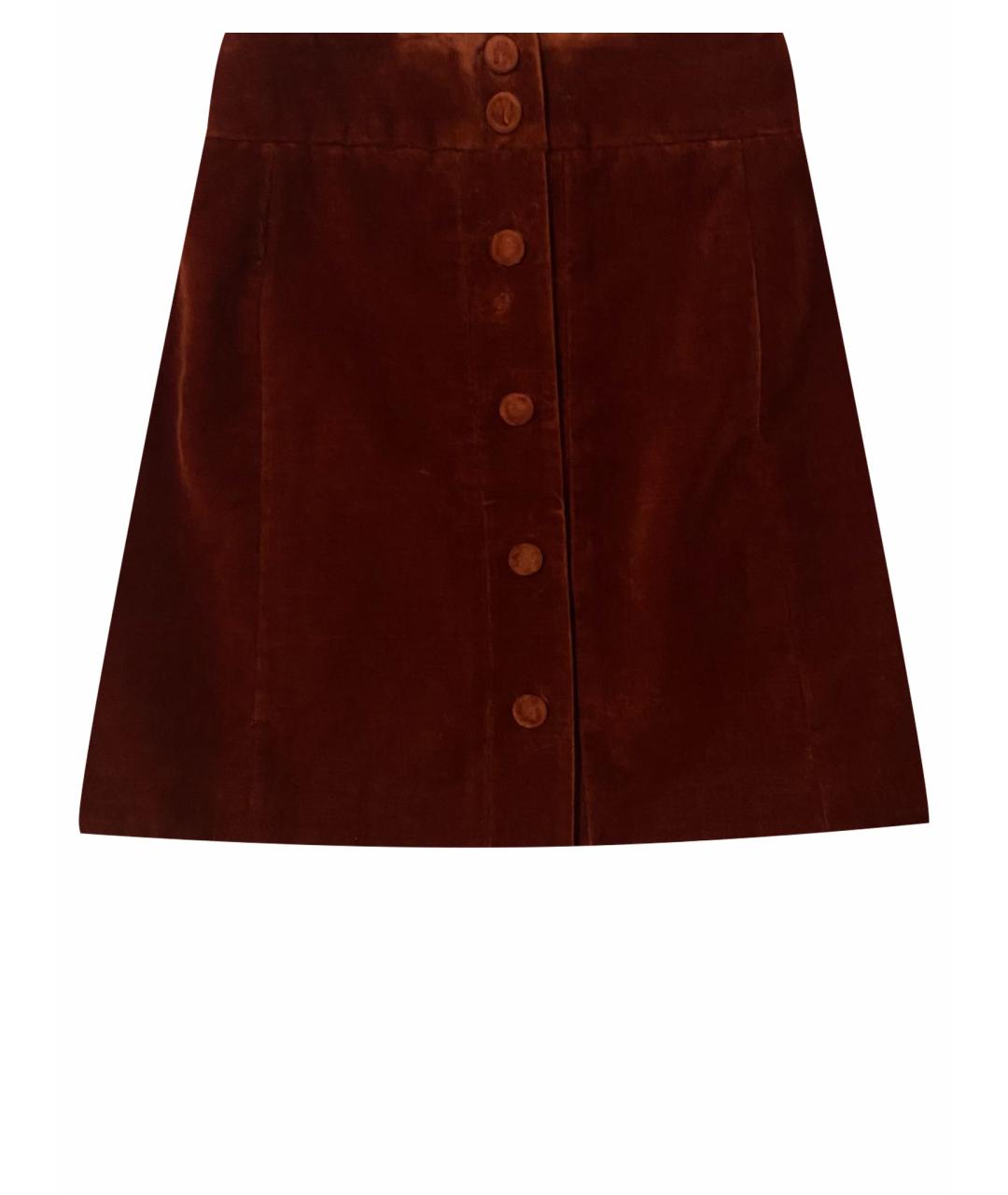 SAINT LAURENT Бордовая хлопковая юбка мини, фото 1