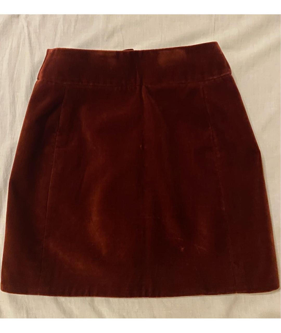 SAINT LAURENT Бордовая хлопковая юбка мини, фото 2