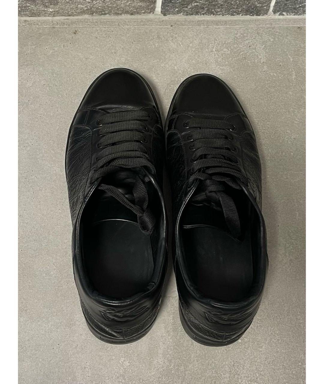 ETRO Черные кожаные низкие кроссовки / кеды, фото 4