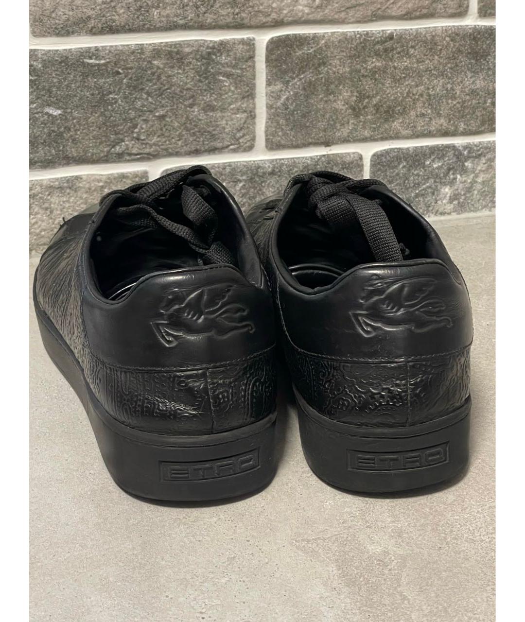 ETRO Черные кожаные низкие кроссовки / кеды, фото 5