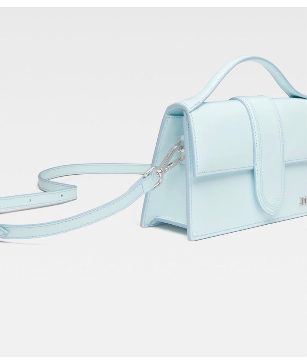JACQUEMUS Голубая сумка с короткими ручками из лакированной кожи, фото 2